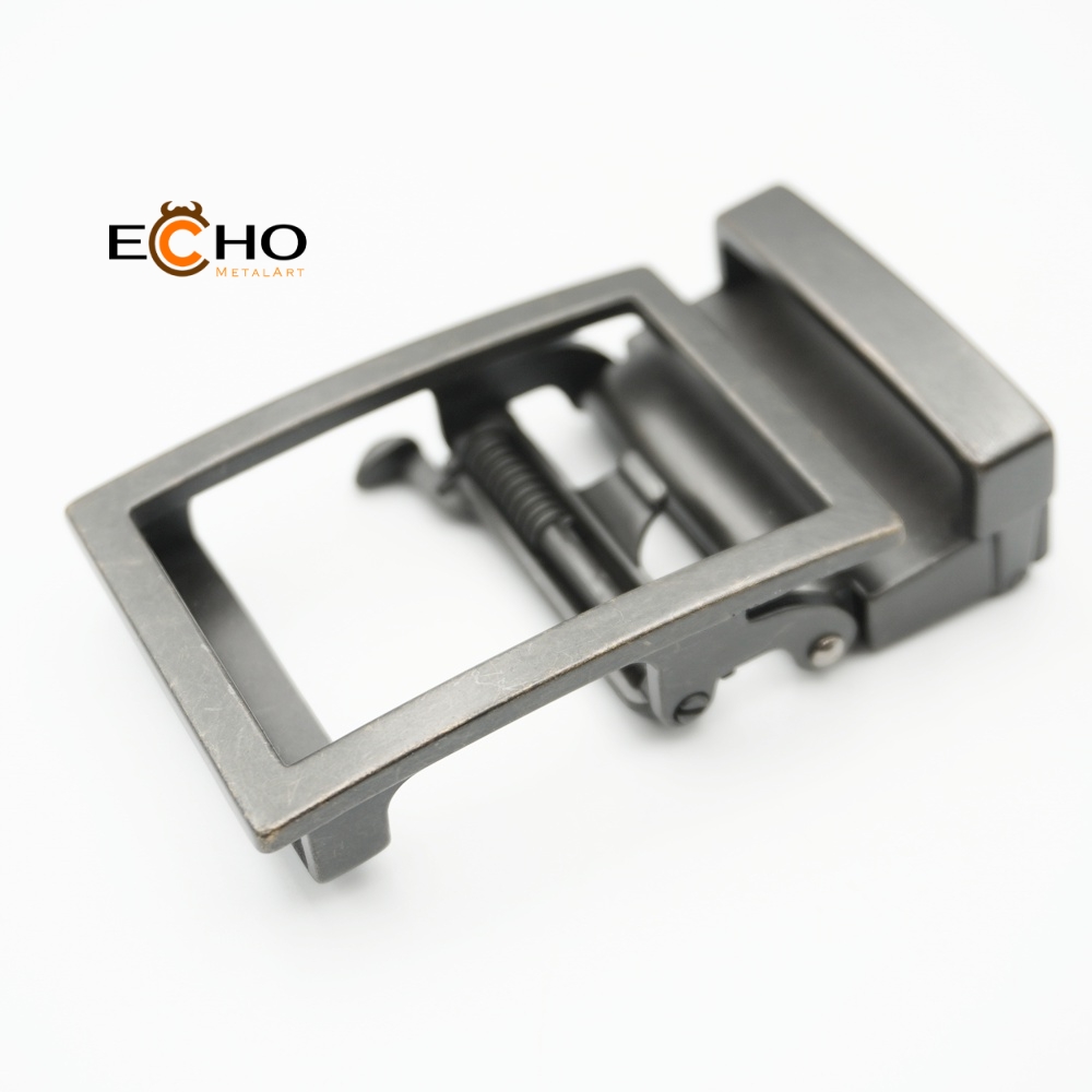 35mm Casual Automatic Belt Buckle – Matte Black Finish with Open Frame Design
