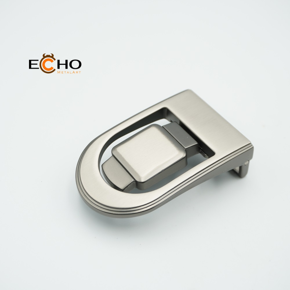 35mm Modern Clip-On Metal Belt Buckle with Minimalist Clamp Design