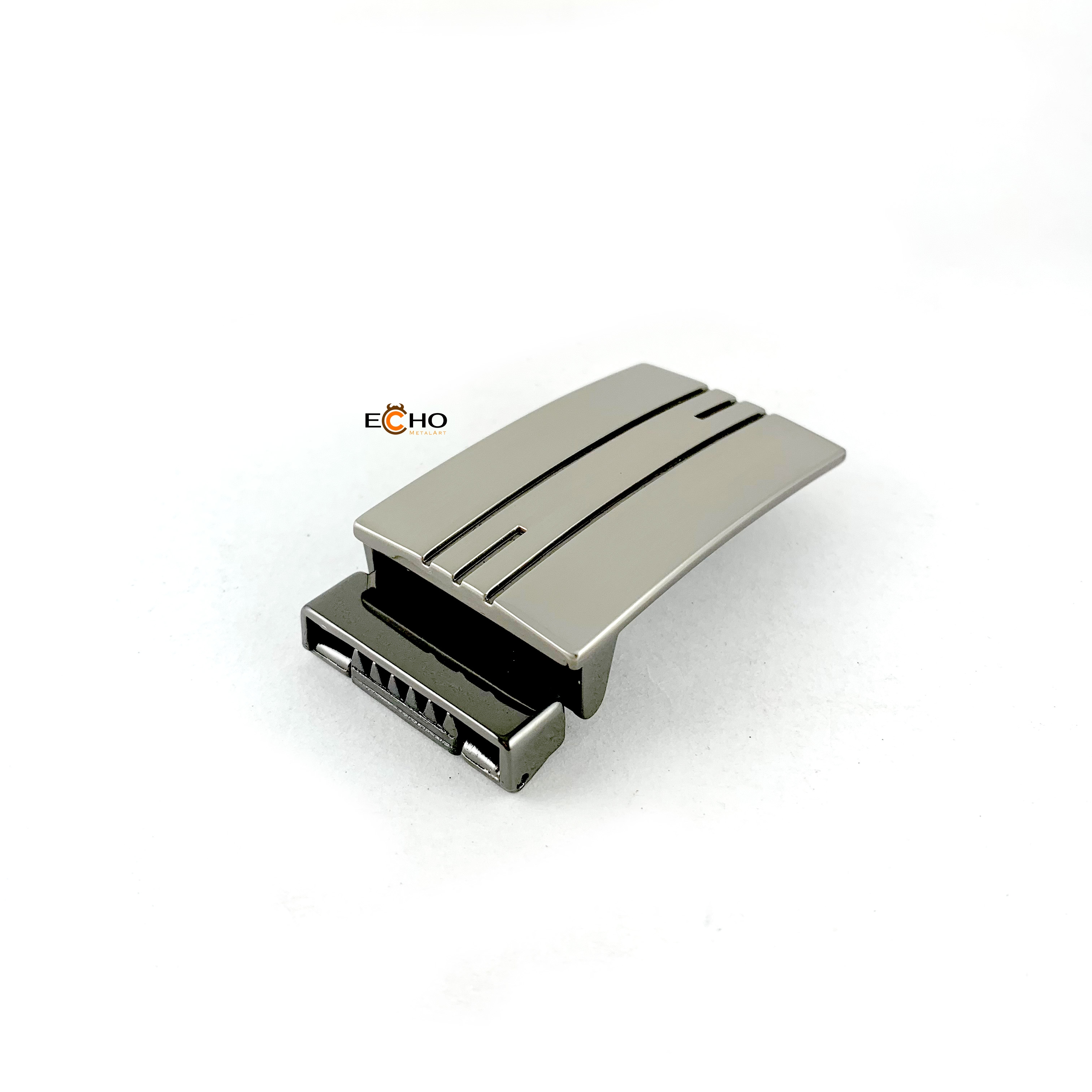 30mm Gunmetal Business Belt Buckle for Men – Dual Slash Line Design, Custom Logo Available