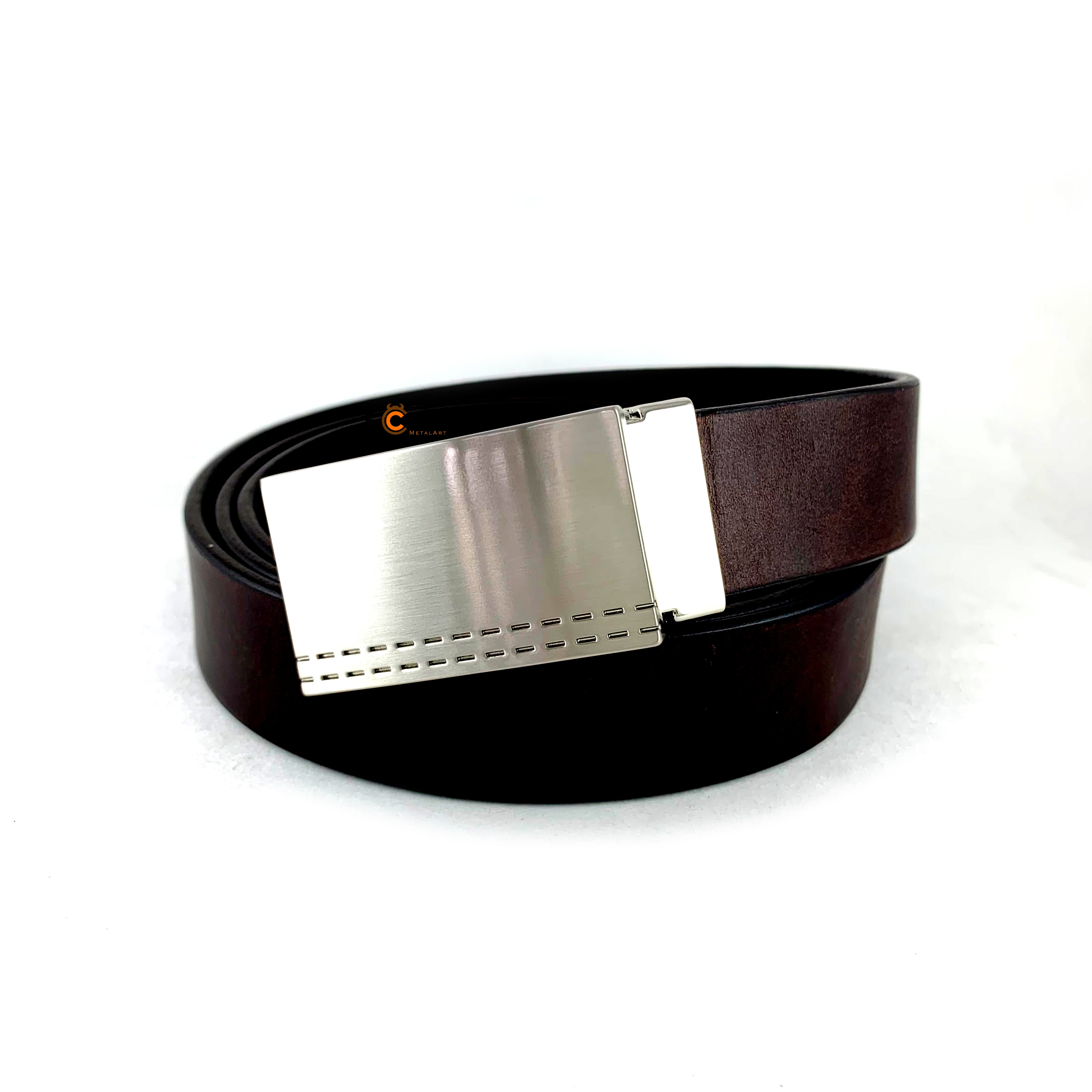 30mm Silver Business Belt Buckle – Perforated Edge Design, Custom Logo Available