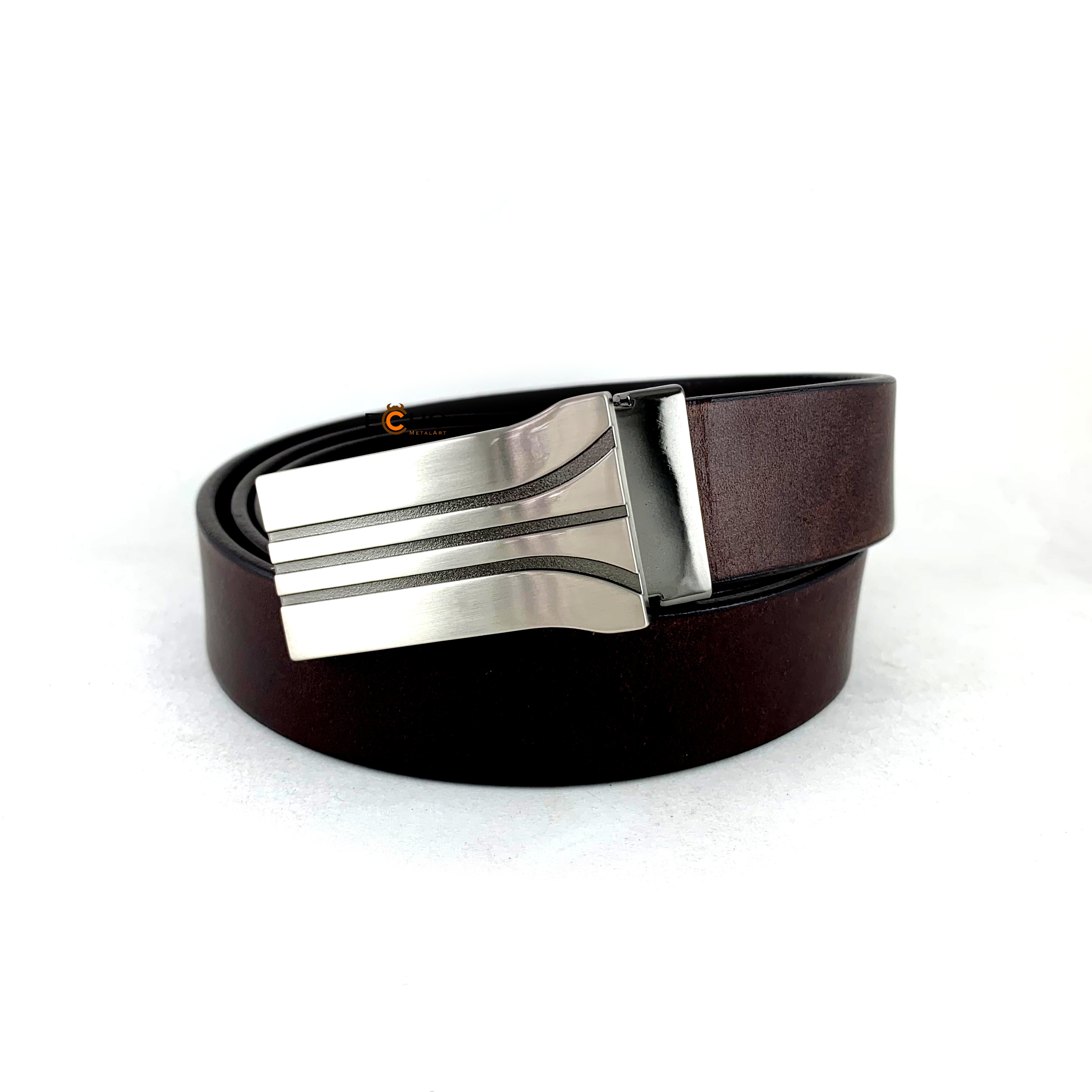 30mm Gunmetal Business Belt Buckle – Dual Curved Line Design, Custom Logo Available