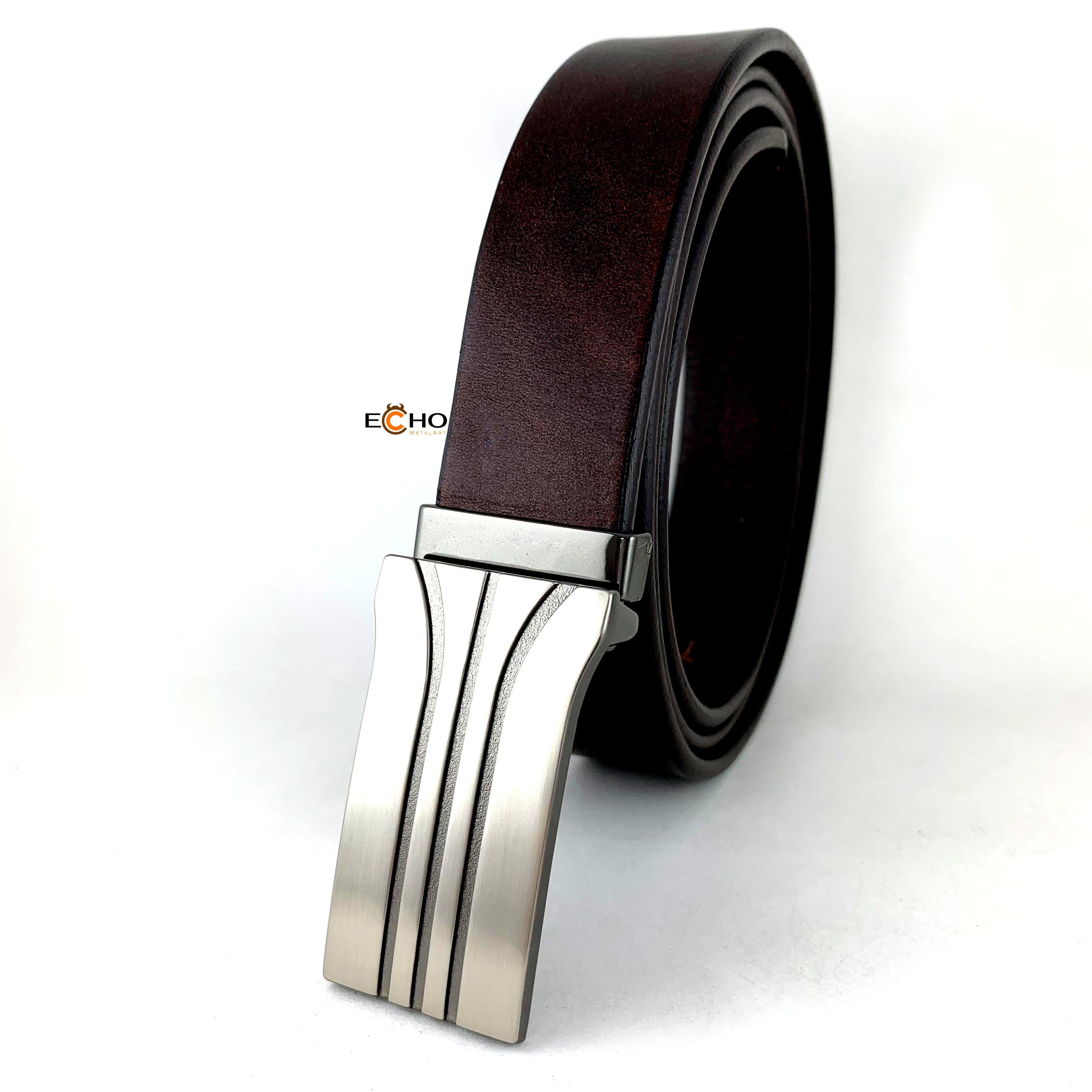 30mm Gunmetal Business Belt Buckle – Dual Curved Line Design, Custom Logo Available