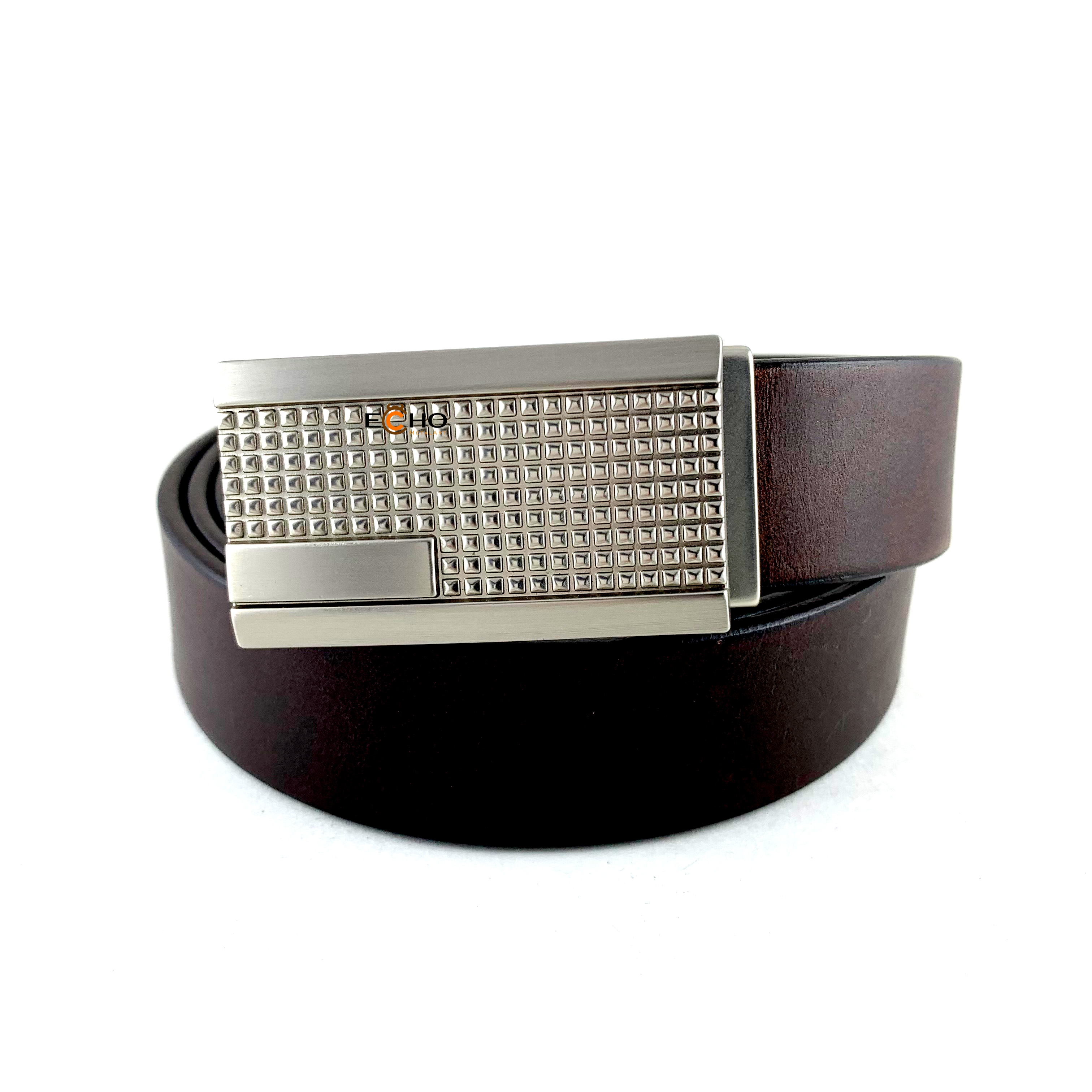 30mm Silver Business Belt Buckle for Men – Geometric Grid Design with Brushed Accent