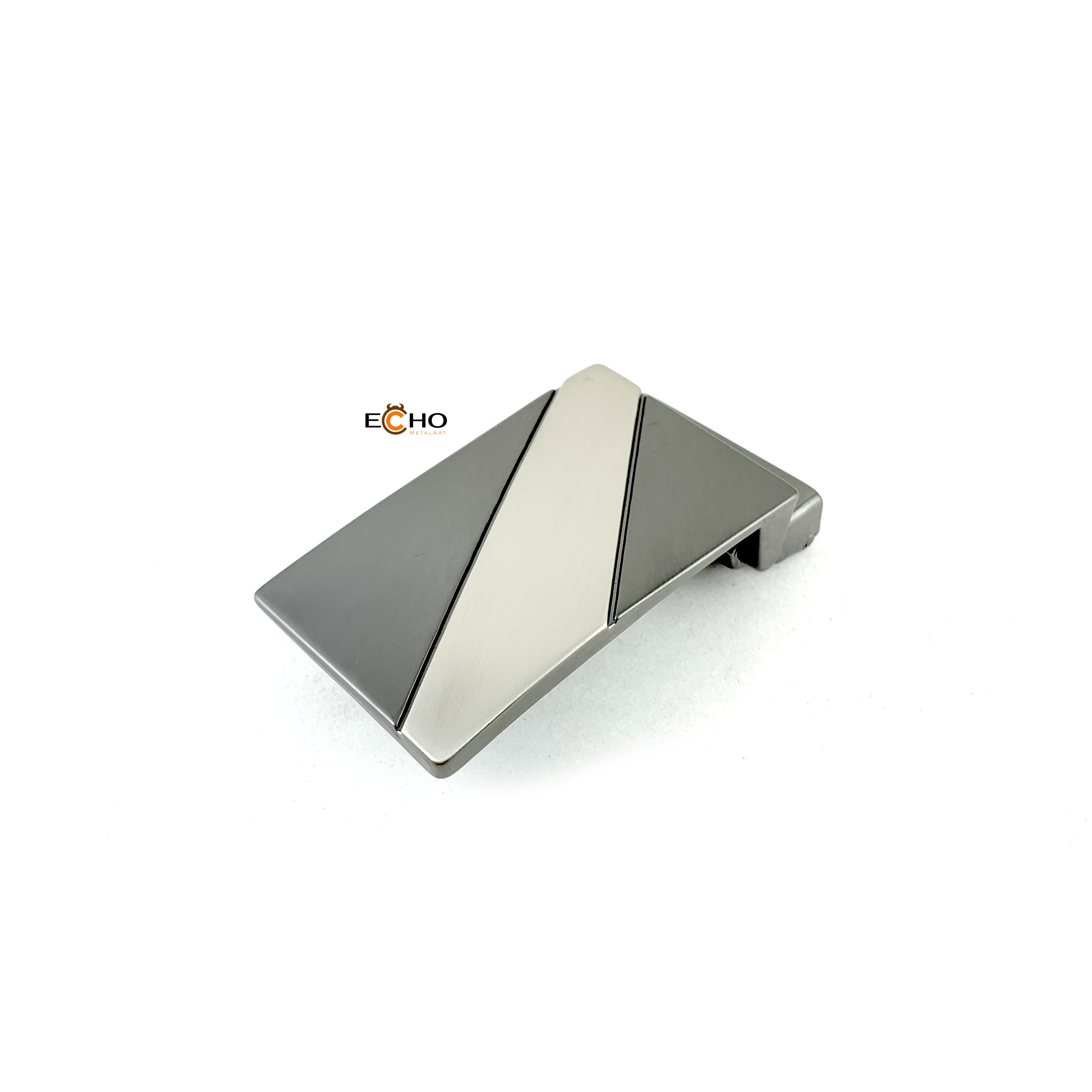 30mm Gunmetal Business Belt Buckle for Men – Geometric Slant Panel Design