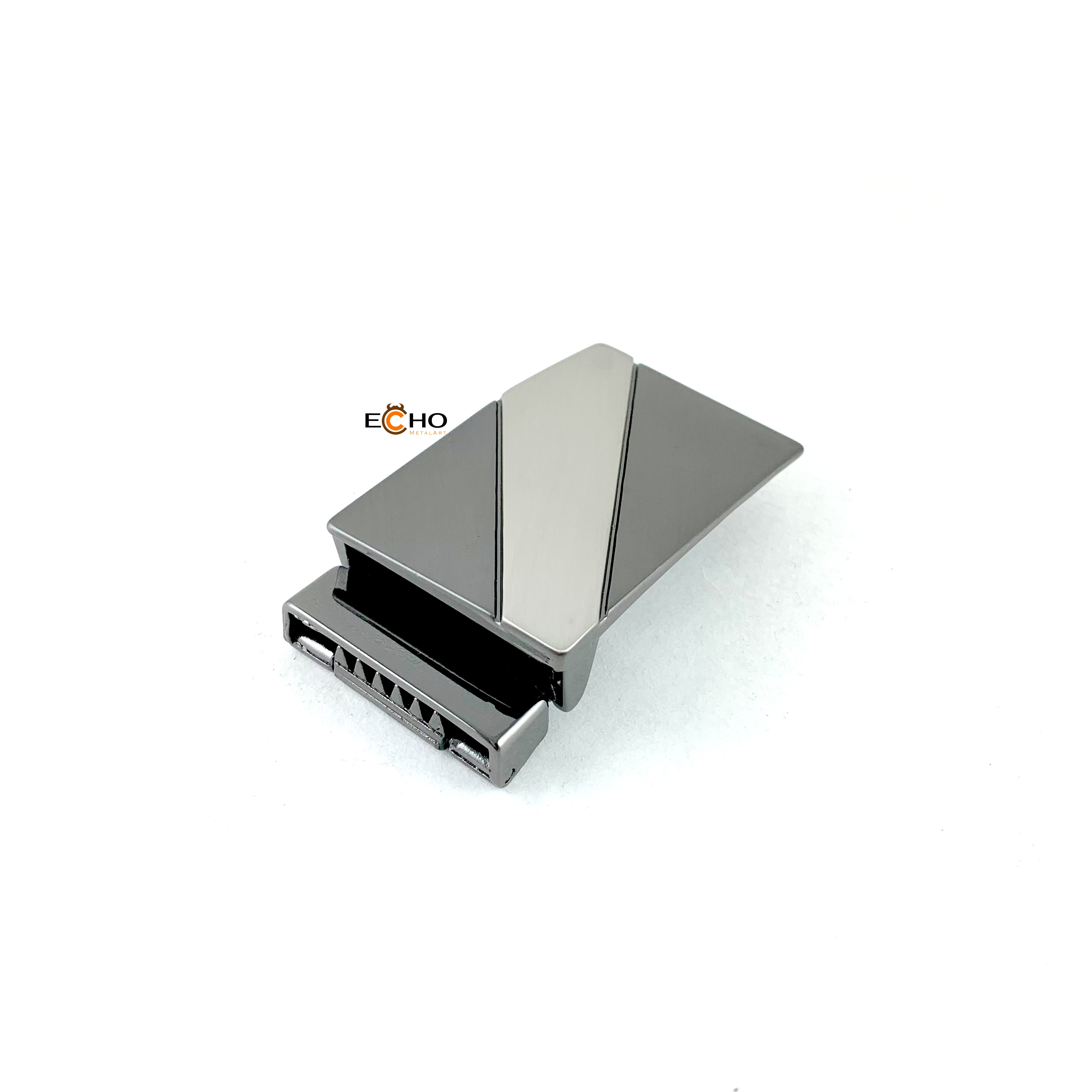 30mm Gunmetal Business Belt Buckle for Men – Geometric Slant Panel Design