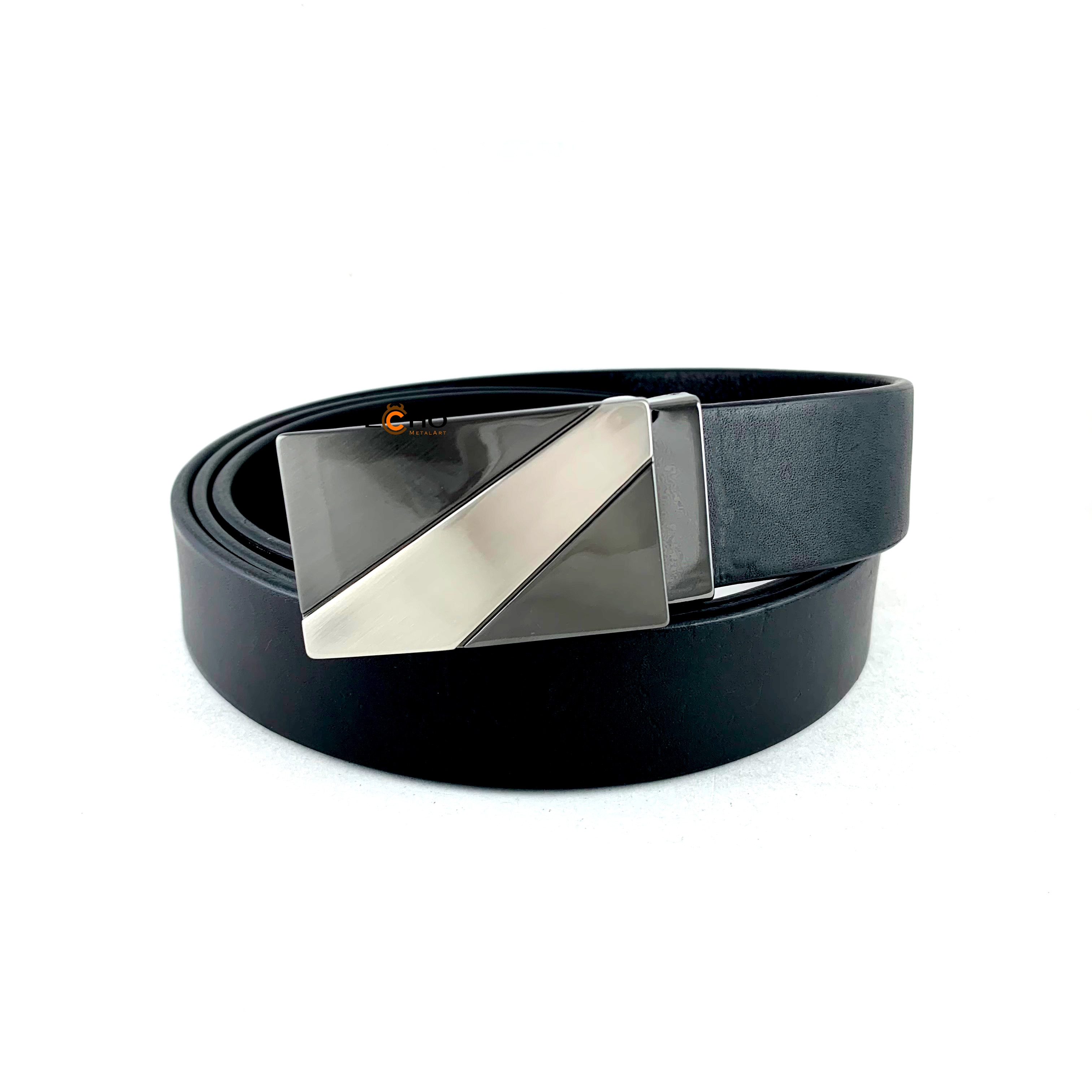 30mm Gunmetal Business Belt Buckle for Men – Geometric Slant Panel Design