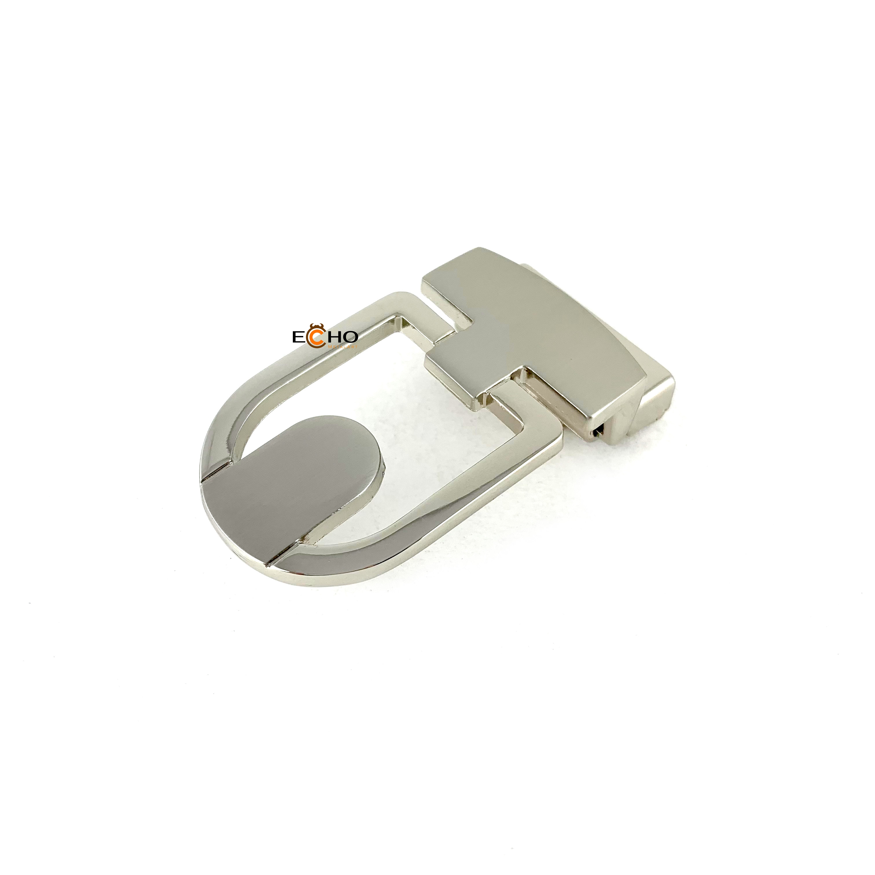 30mm Silver Business Belt Buckle for Men – Modern Loop-In Frame Design, Custom Logo Available