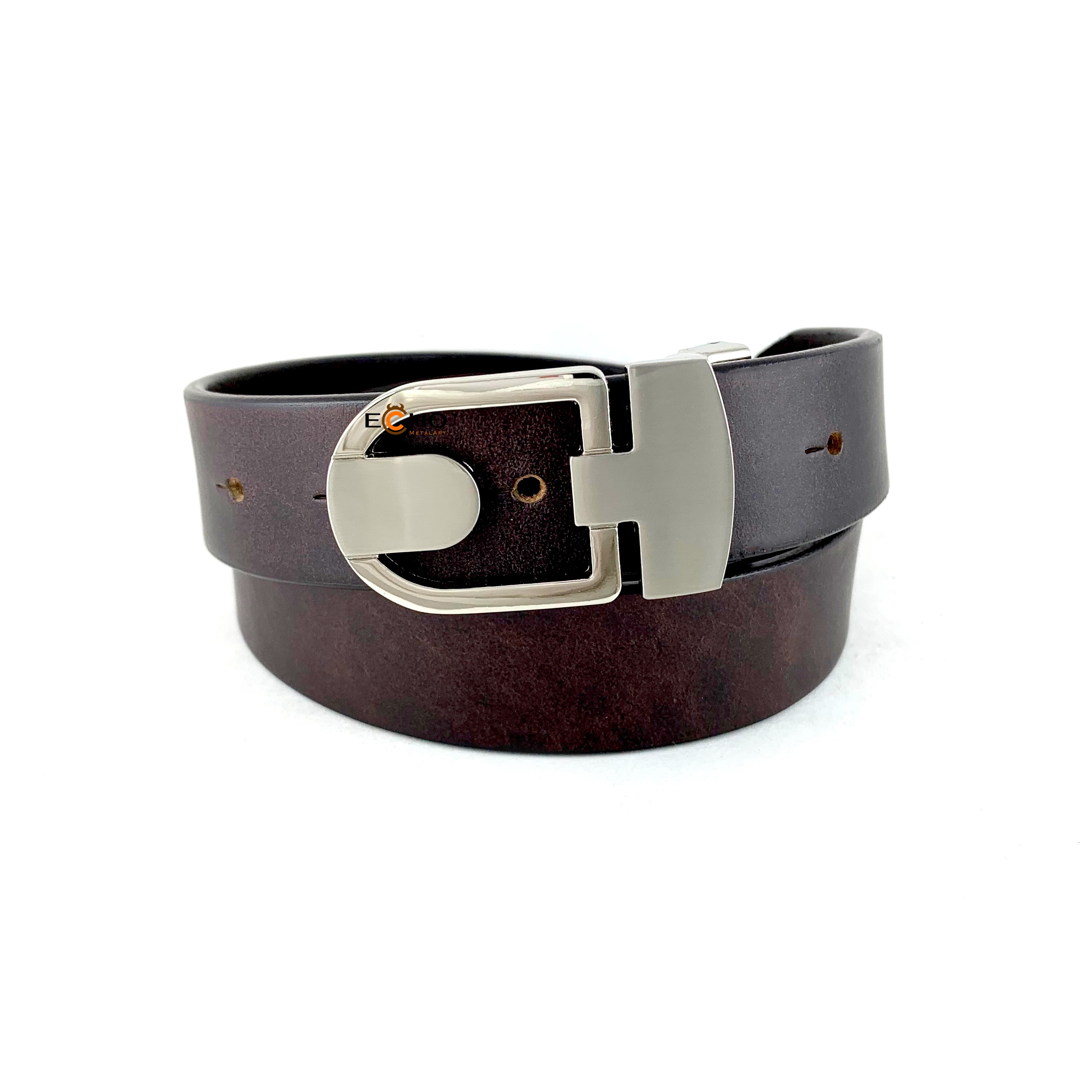 30mm Silver Business Belt Buckle for Men – Modern Loop-In Frame Design, Custom Logo Available