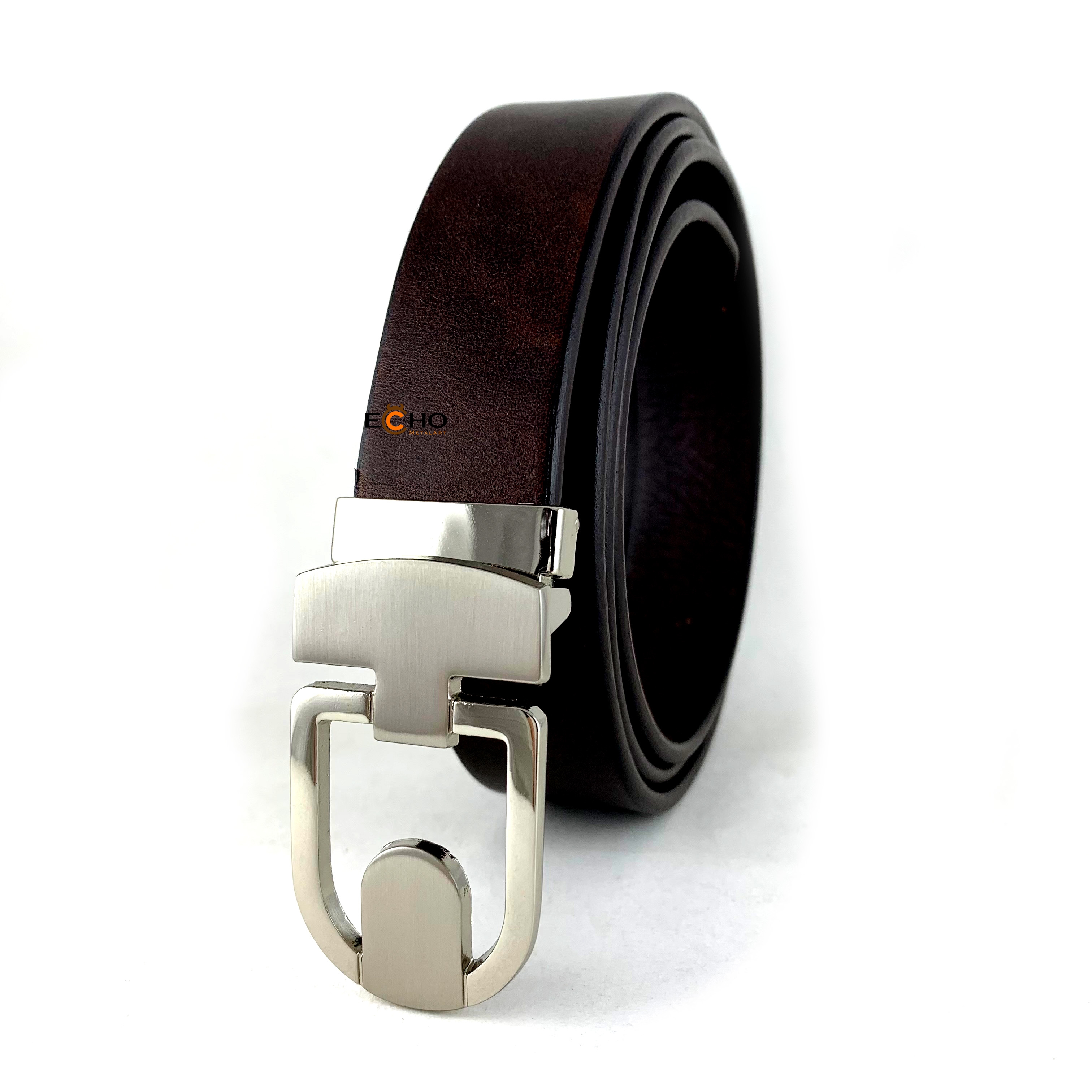 30mm Silver Business Belt Buckle for Men – Modern Loop-In Frame Design, Custom Logo Available