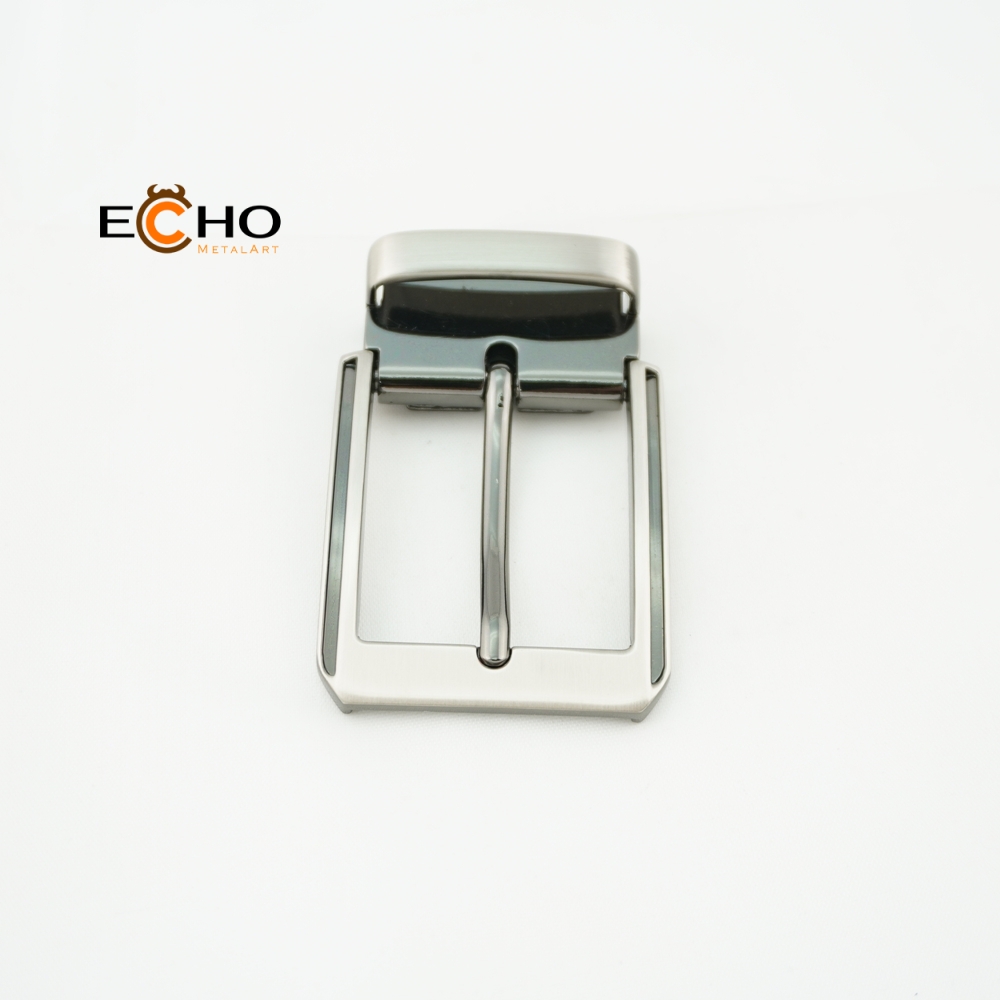 35mm Shiny Nickel and Brushed Satin Rectangular Metal Pin Buckle for Men’s Belts