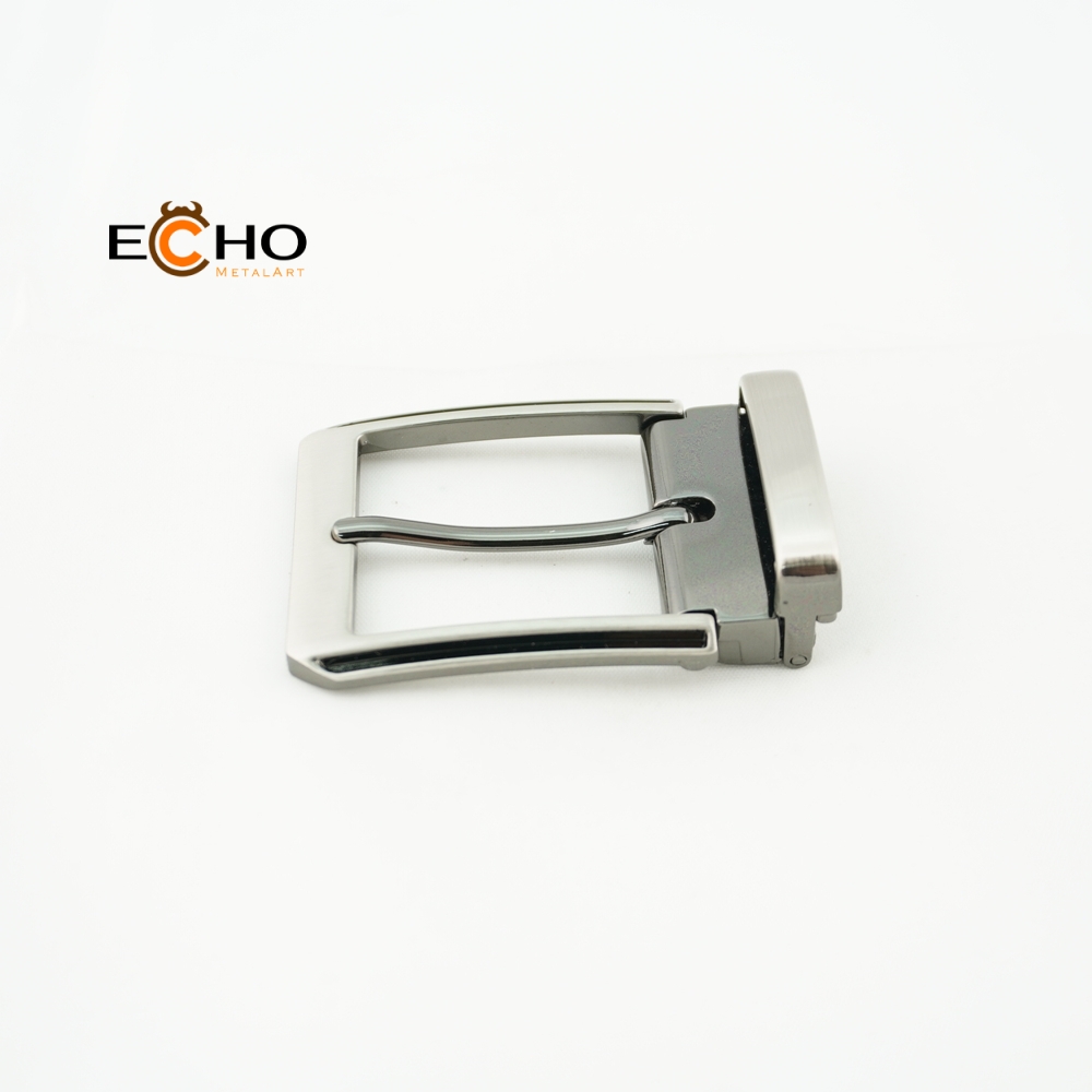 35mm Shiny Nickel and Brushed Satin Rectangular Metal Pin Buckle for Men’s Belts