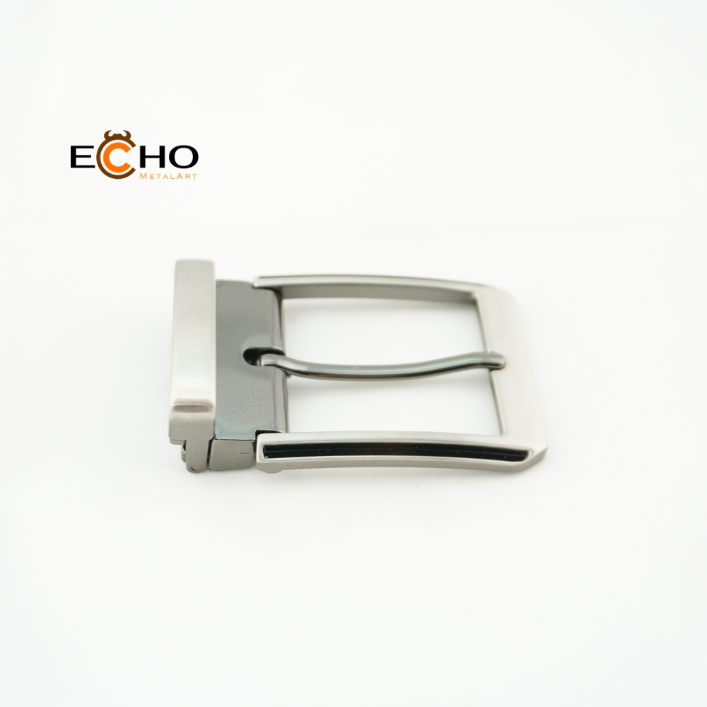 35mm Shiny Nickel and Brushed Satin Rectangular Metal Pin Buckle for Men’s Belts
