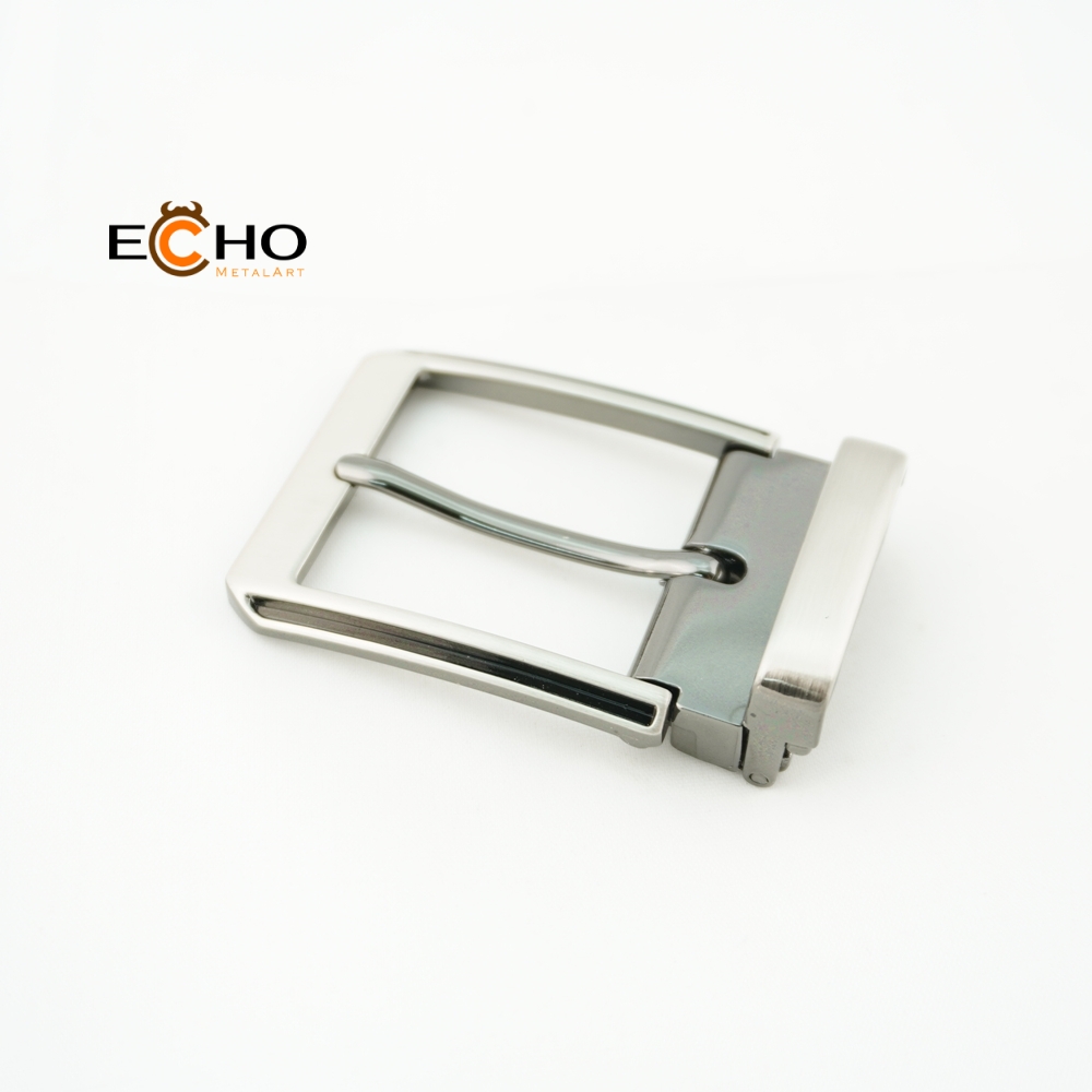35mm Shiny Nickel and Brushed Satin Rectangular Metal Pin Buckle for Men’s Belts