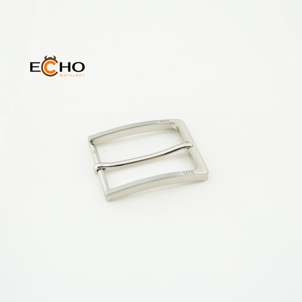 35mm Matte Nickel Decorative Groove Metal Pin Buckle for Casual Belts