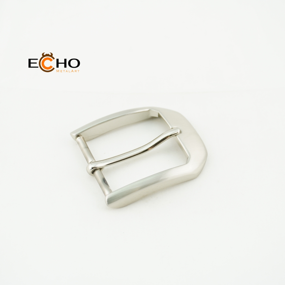 35mm Brushed and Polished Nickel Rounded Square Metal Pin Buckle for Belts