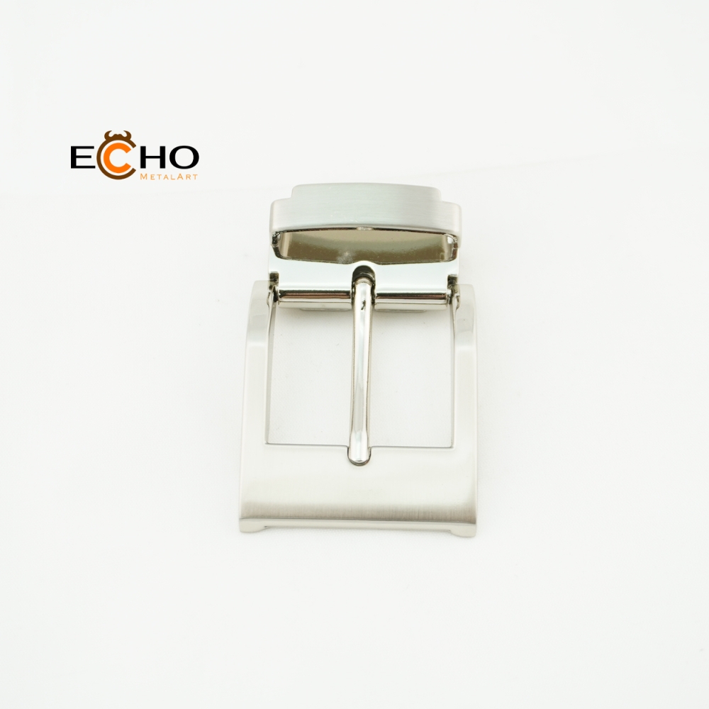 35mm Shiny and Brushed Nickel Curved Metal Pin Buckle for Belts