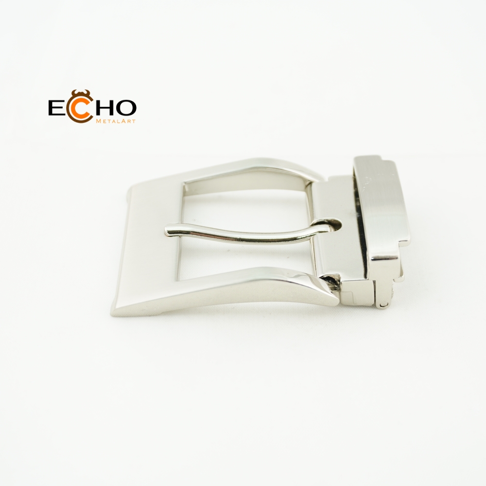 35mm Shiny and Brushed Nickel Curved Metal Pin Buckle for Belts