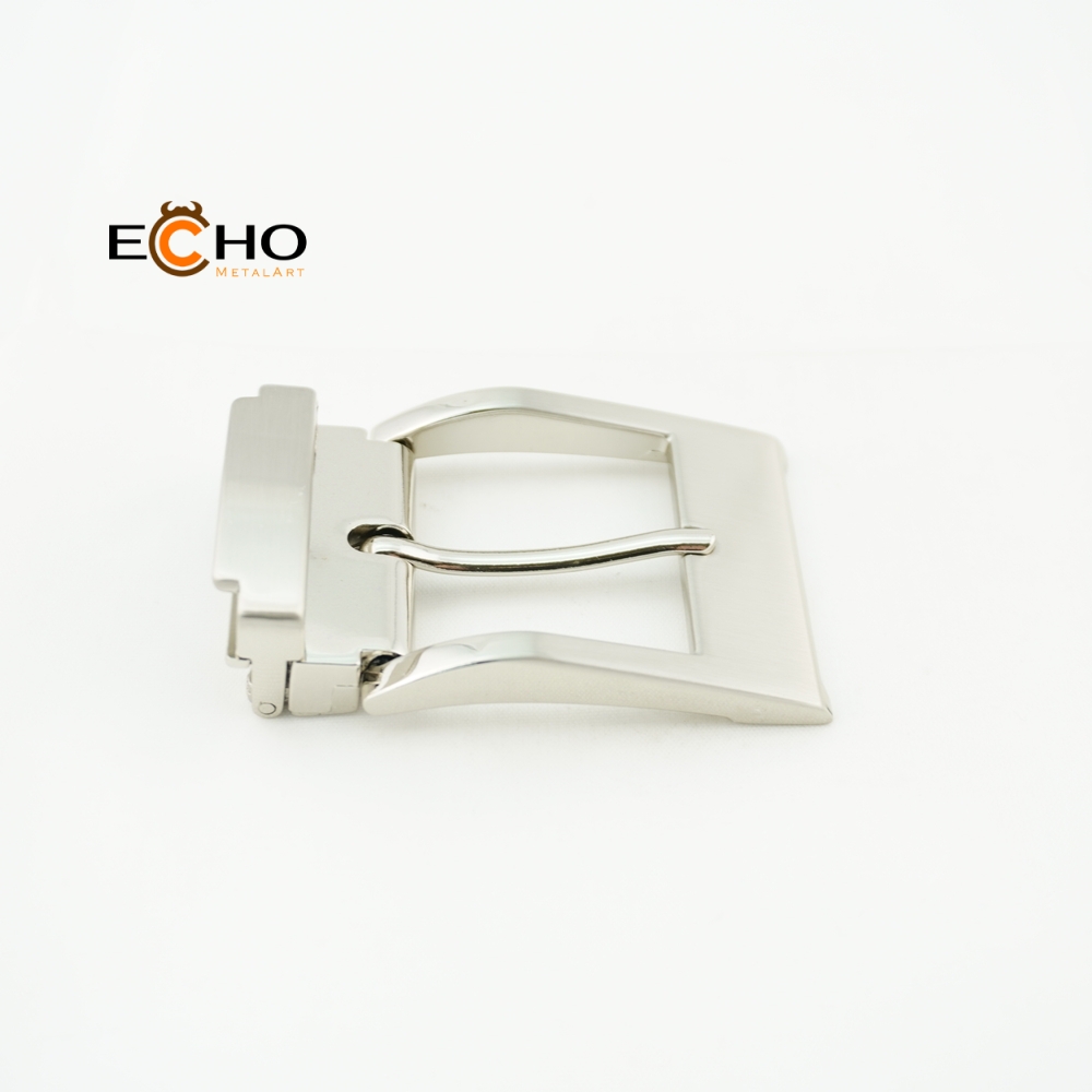 35mm Shiny and Brushed Nickel Curved Metal Pin Buckle for Belts