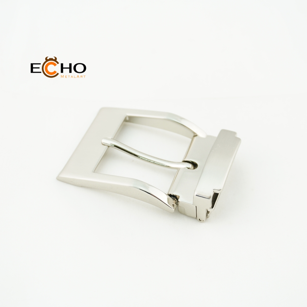 35mm Shiny and Brushed Nickel Curved Metal Pin Buckle for Belts