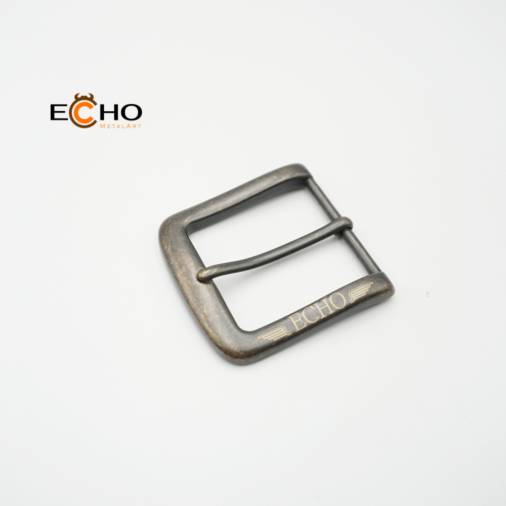Vintage Coffee Brass Pin Buckle with Laser Engraved Logo