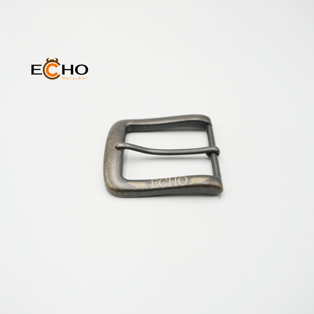 Vintage Coffee Brass Pin Buckle with Laser Engraved Logo