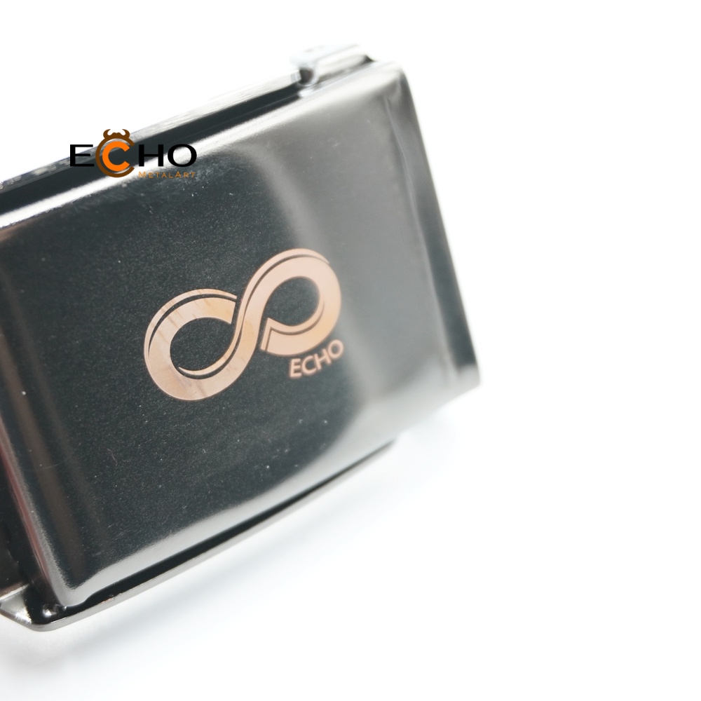 Vintage Copper Plate Buckle with Laser Engraved Logo | Retro Style Metal Belt Buckle