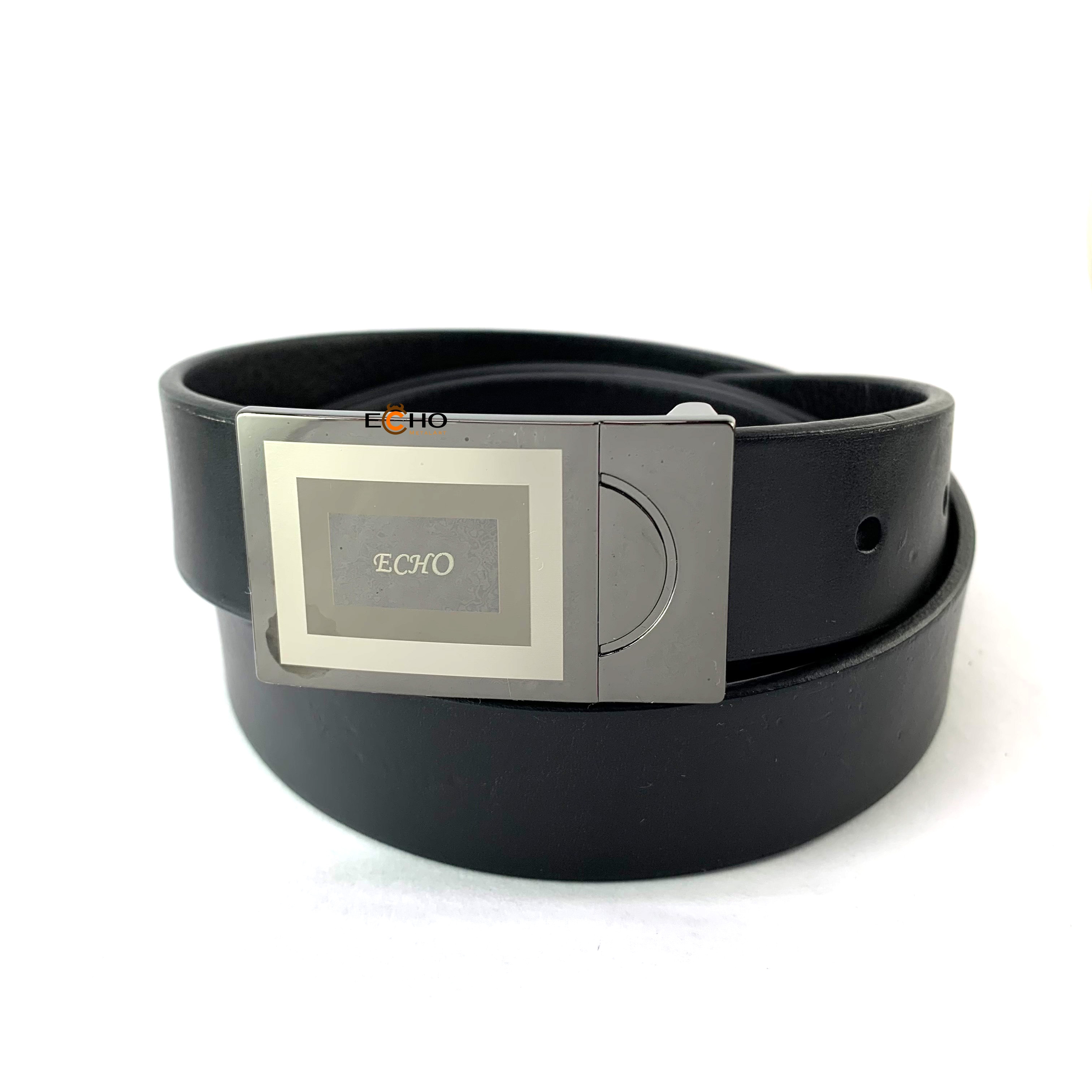 Custom Laser Engraved Belt Buckle – 35mm Layered Logo Design