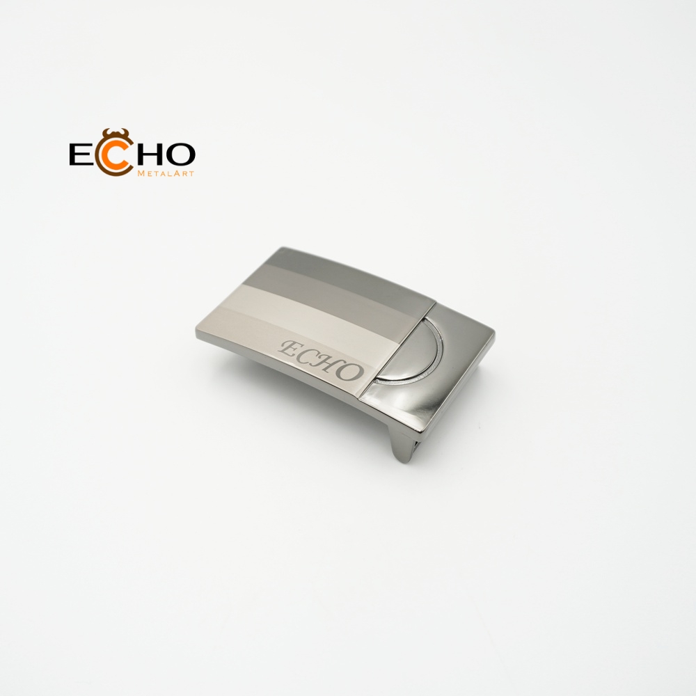 Gradient Laser Engraved Belt Buckle with Shiny Black Nickel Plating