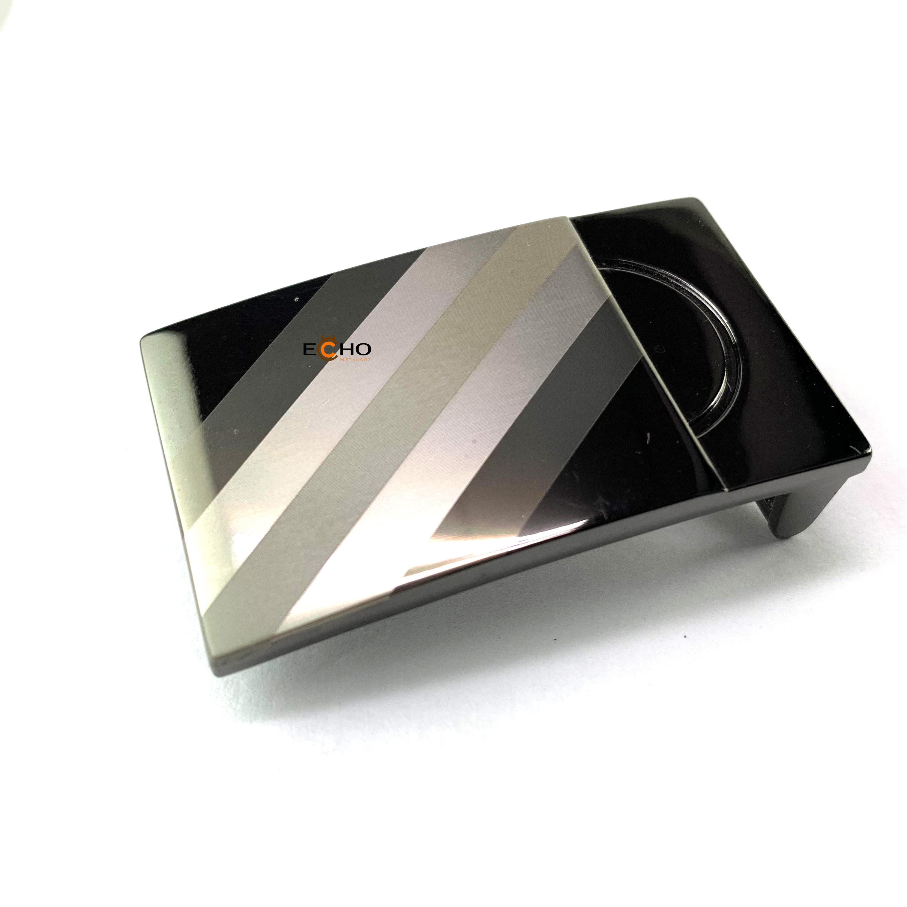 35mm Laser Engraved Belt Buckle with Custom Logo – Diagonal Stripe Desi