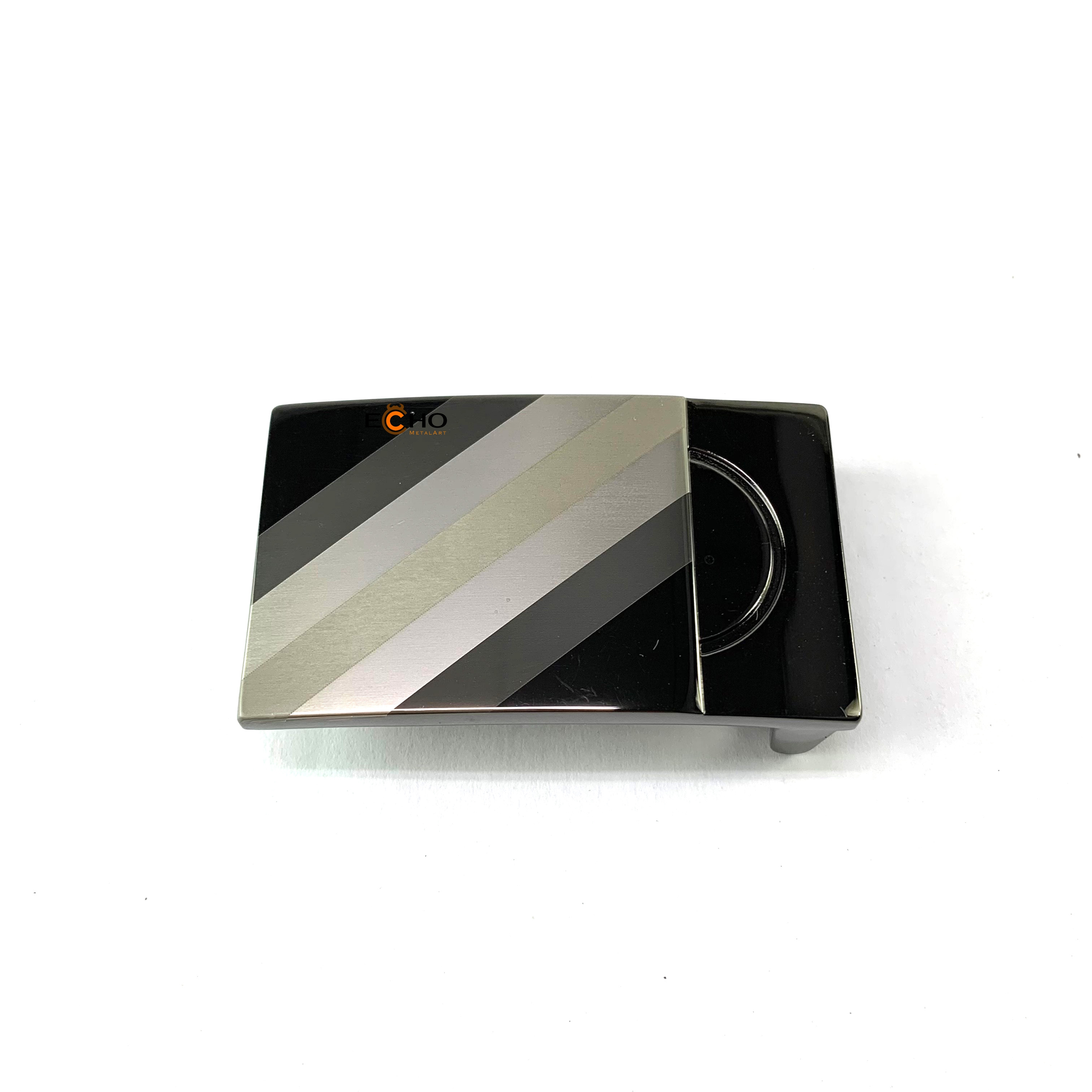 35mm Laser Engraved Belt Buckle with Custom Logo – Diagonal Stripe Desi