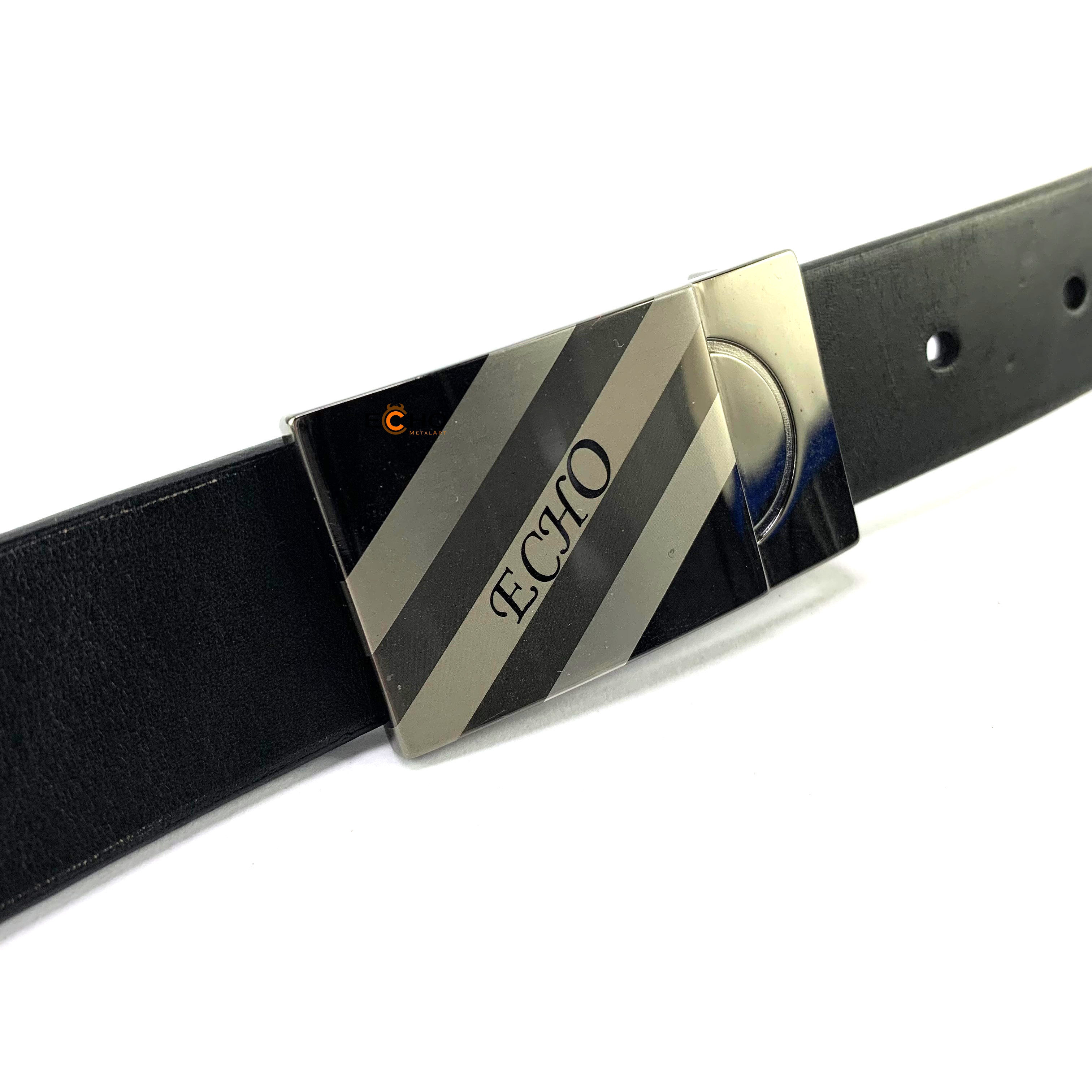 Custom Laser Engraved Belt Buckle with Diagonal Stripe Design