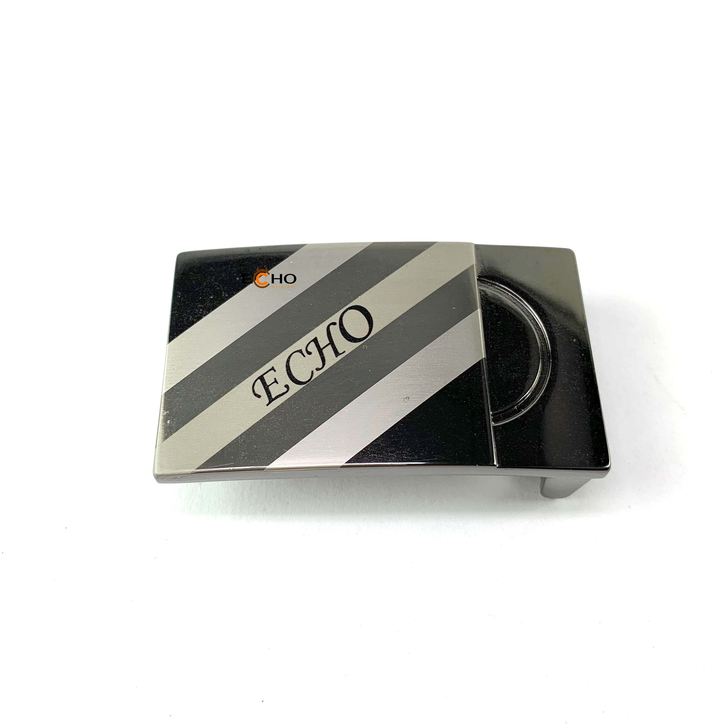 Custom Laser Engraved Belt Buckle with Diagonal Stripe Design