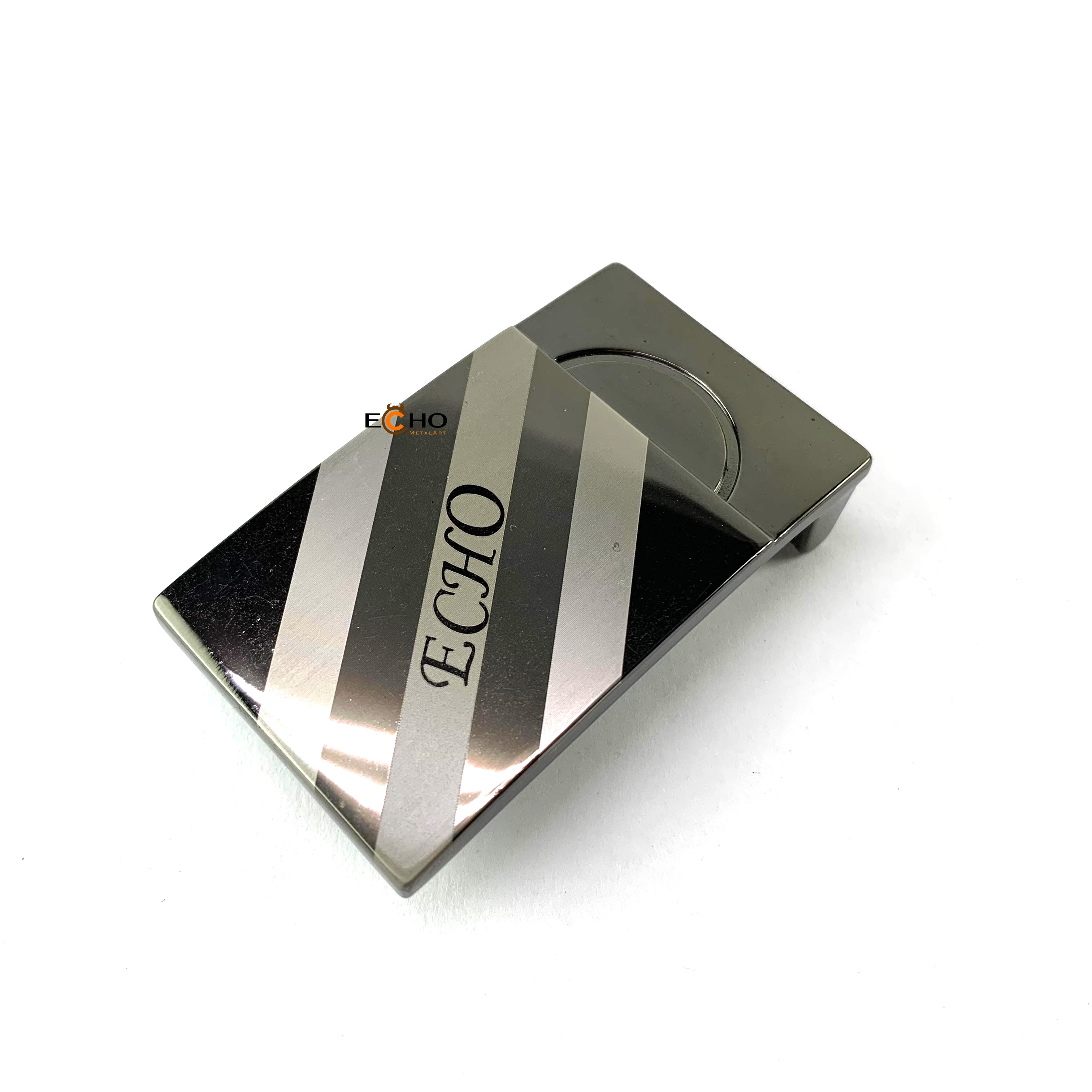Custom Laser Engraved Belt Buckle with Diagonal Stripe Design