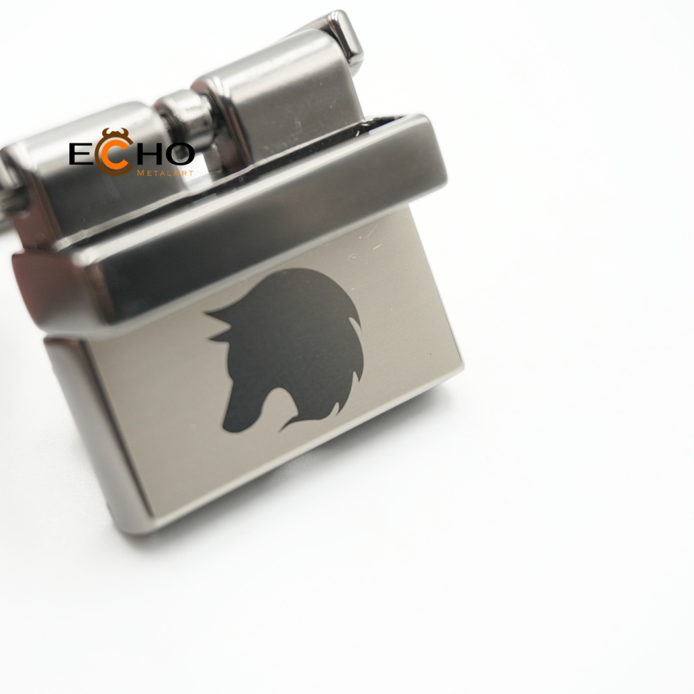 Reverse Laser Logo Belt Buckle in Black Nickel Mist Finish