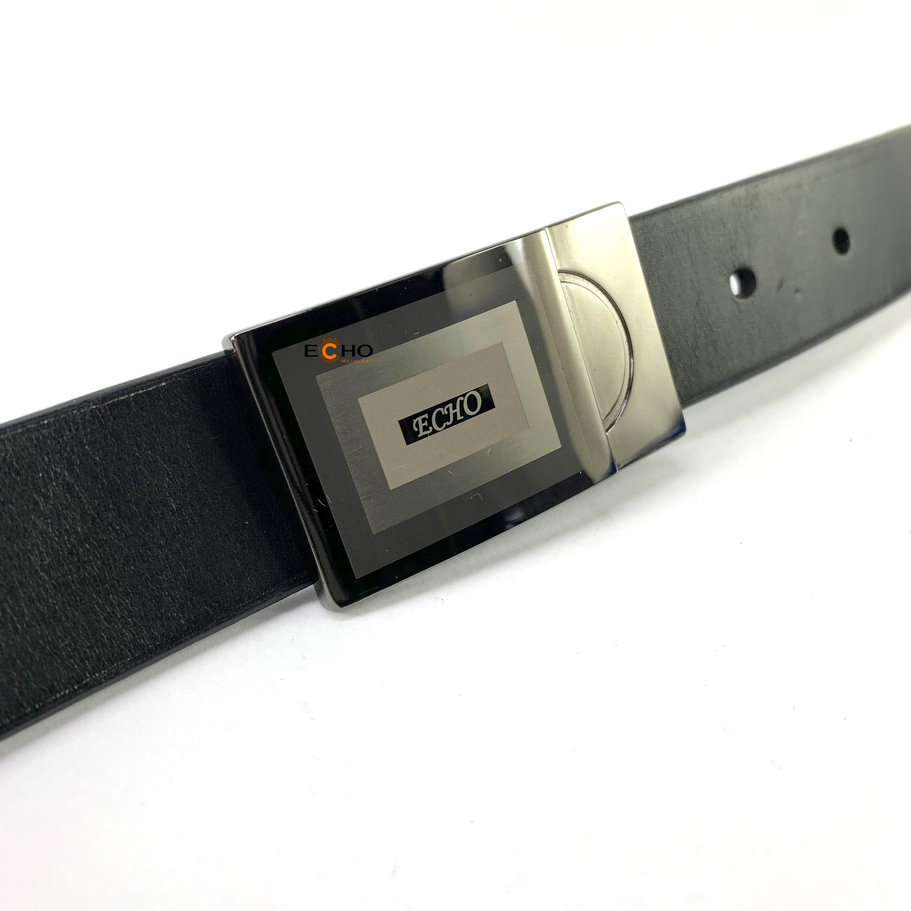 Custom Laser Engraved Plate Buckle with 3D Logo Effect for 35mm Belts