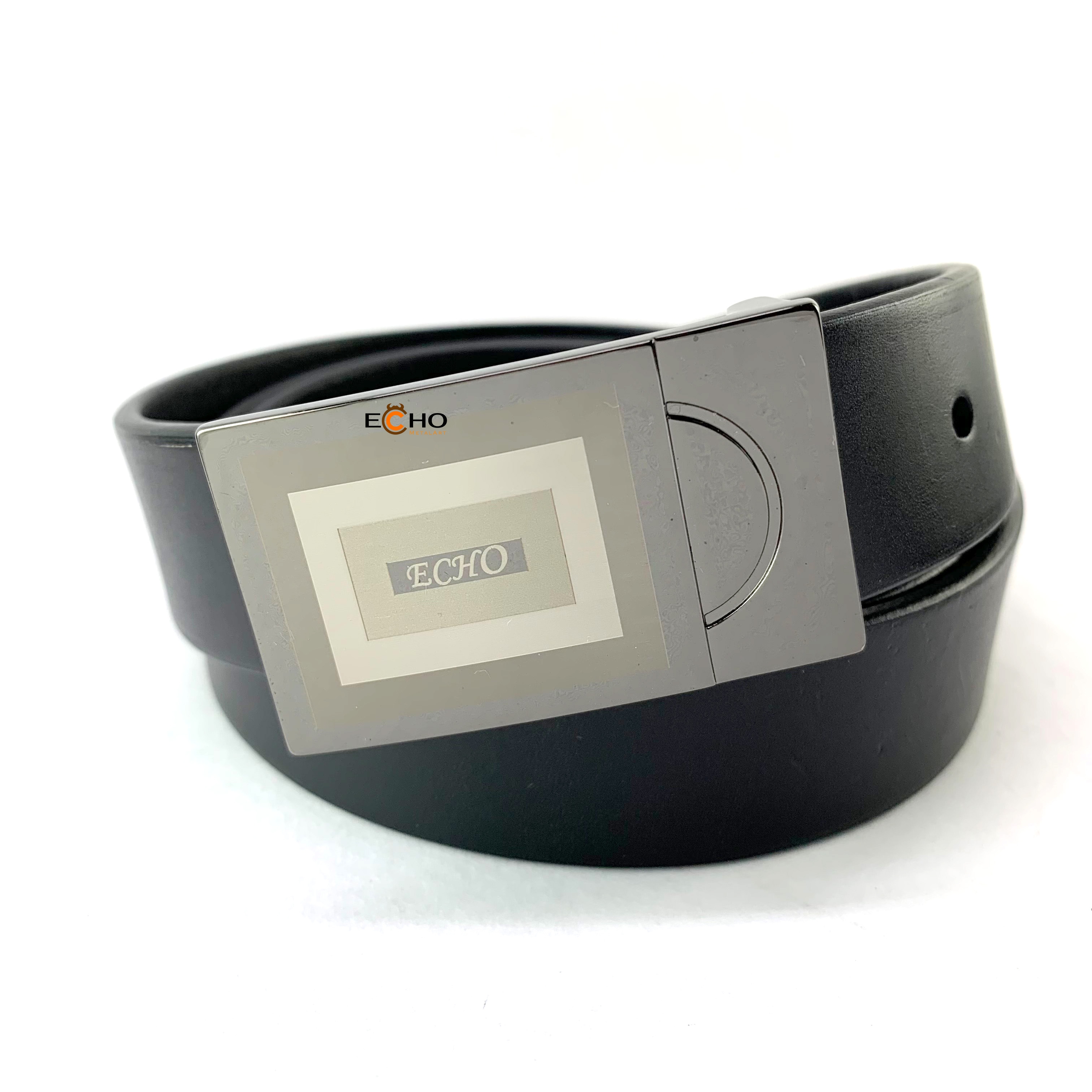 Custom Laser Engraved Plate Buckle with 3D Logo Effect for 35mm Belts