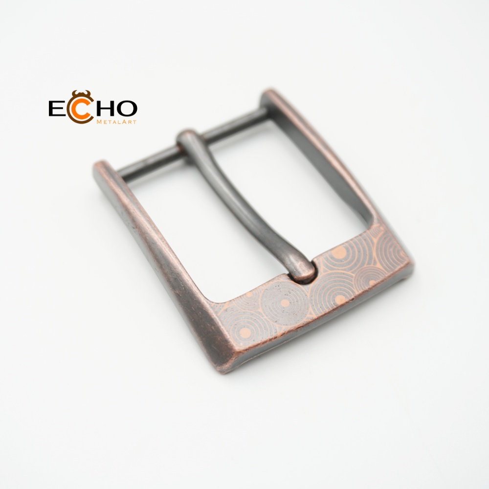 Laser Engraved Red Antique Copper Belt Buckle – Pattern Design
