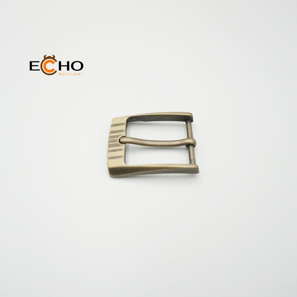Vintage Patina Brass Belt Buckle with Laser Design